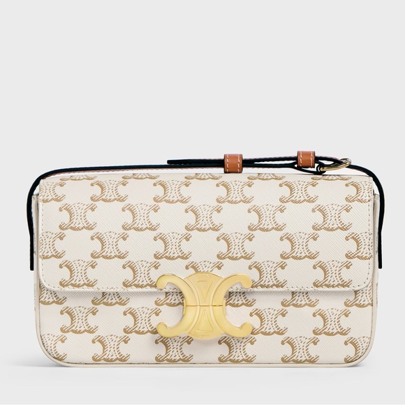 Brand New! Authenticated Celine Triomphe Claude Coated Canvas Shoulder Bag - Picture 6 of 16